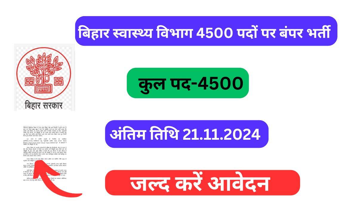 Bihar CHO Recruitment 2024: बिहार स्वास्थ्य विभाग भर्ती 4500 पदों पर बंपर भर्ती